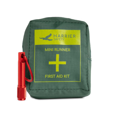 Green mini runner first aid kit.