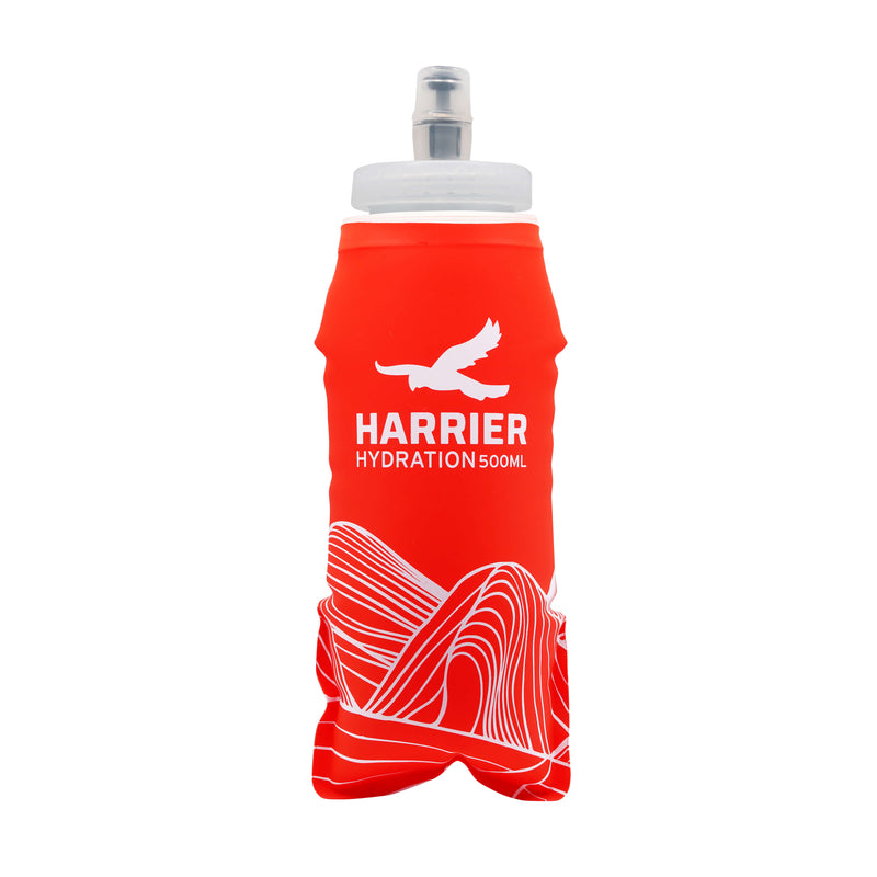 Red hydration bottle with &